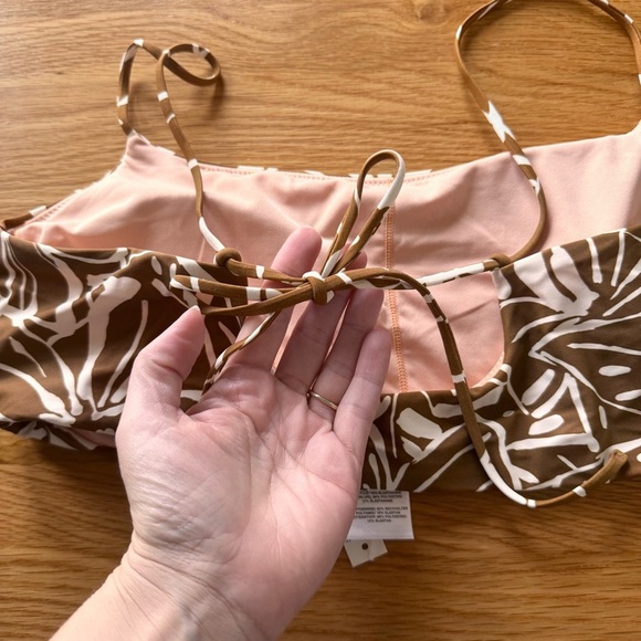 NWT Madewell Tie-Back Bikini Top in Abstract Flora Sepia Size Large - Picture 8 of 10